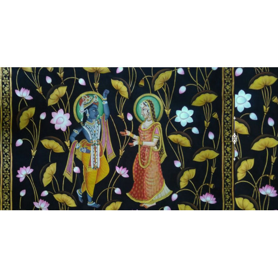 Pichwai Painting ~ Kamal Talai . Radha Krishna ~ { 3 X 5 Feet}